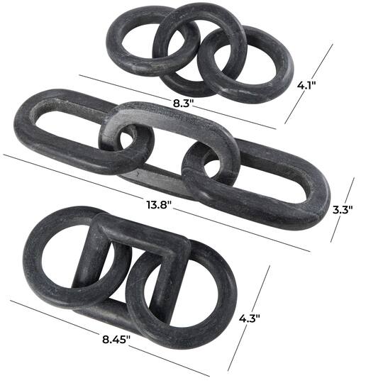Interlocking Modern Chain Link Marble Sculpture Set